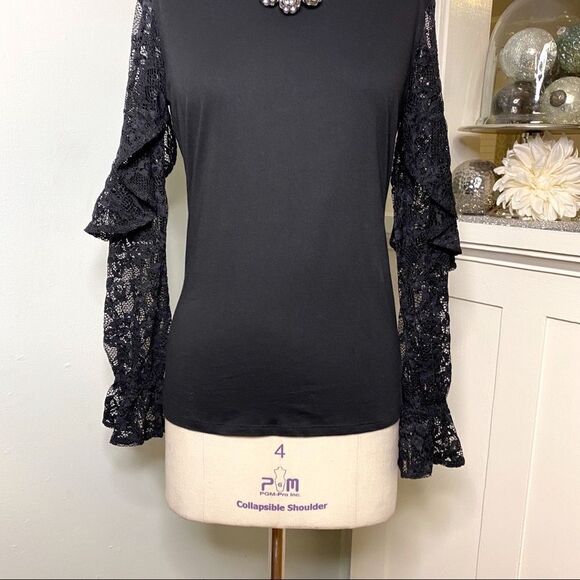 Stella and Dot Belle Black Lace Bell Sleeve Blouse XS - Picture 7 of 12